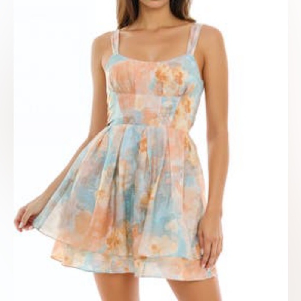 NWT Socialite Multicolor Floral Skater Skirt